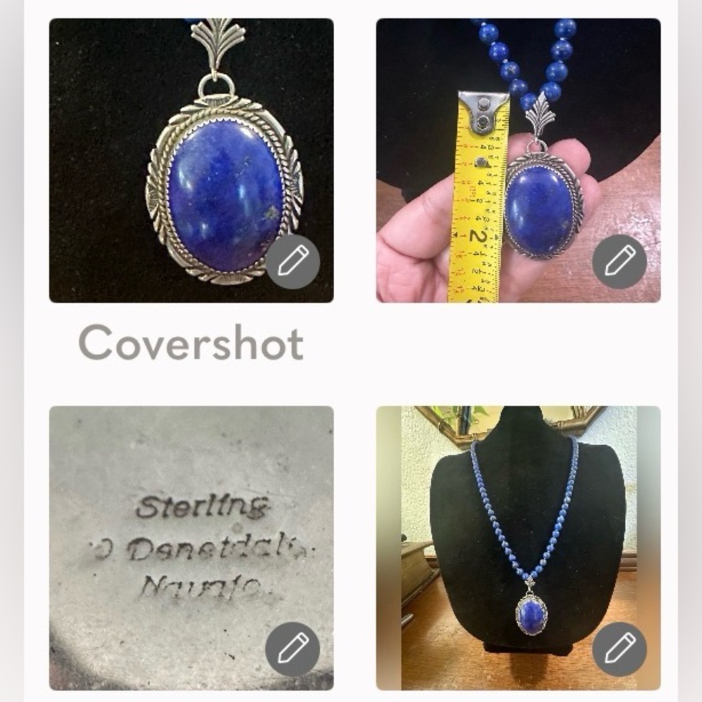 Navajo Will Denetale lapis lazuli silver pendant  lapis beads necklace